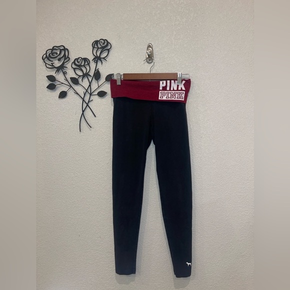 PINK Victoria's Secret Pants - VICTORIA Secret Pink Legging Burgundy Band Size XS